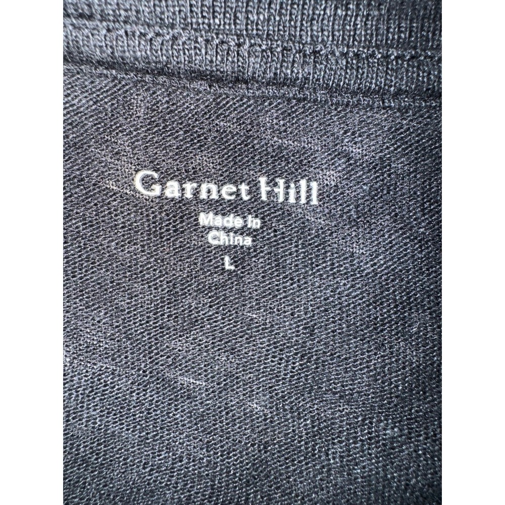 Garnet Hill 100% organic linen top with ivory cross stitch detail large - Picture 5 of 7